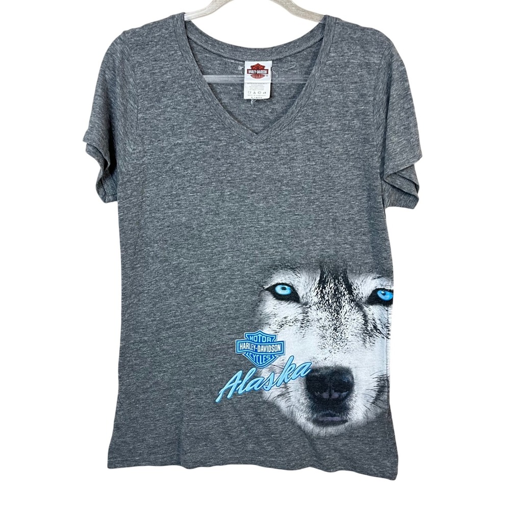 RARE Harley Davidson Fairbanks Alaska Wolf Graphic Women's Shirt Size‎ XL